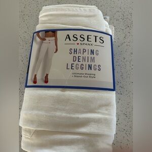 Assets by Spanx White Shaping Denim Leggings size L NWT